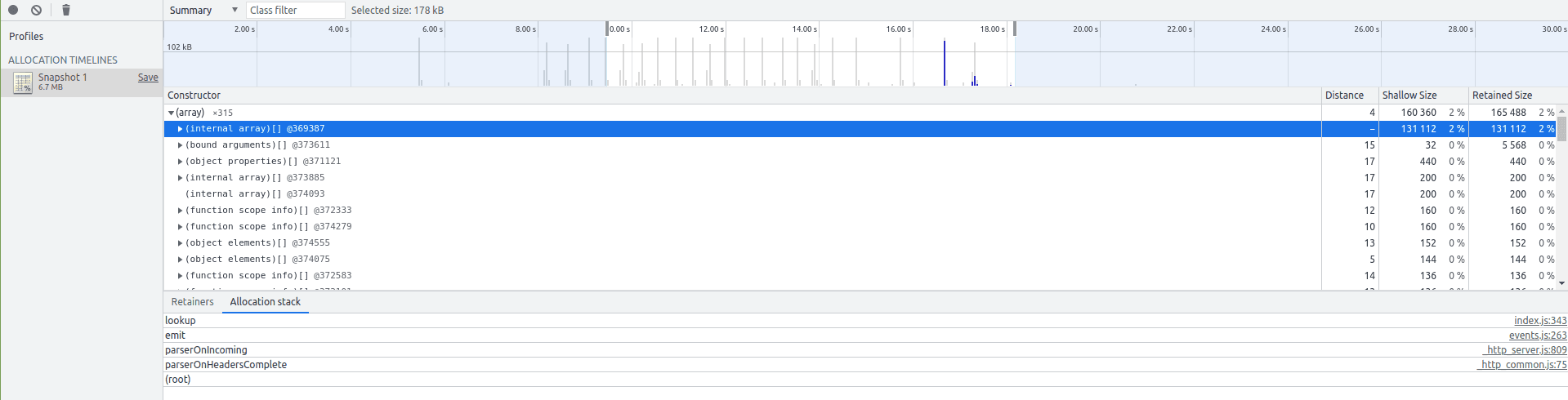 heap profiler tutorial step 3